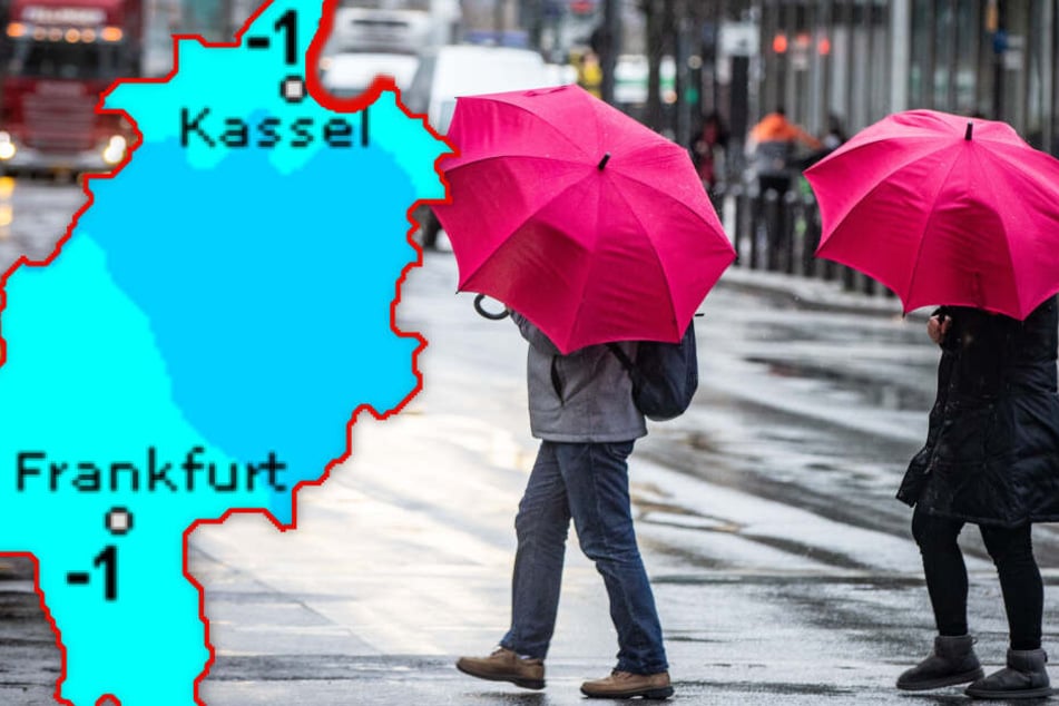 Fotomontage: Am Wochenende wird's in Hessen ziemlich ungemütlich.