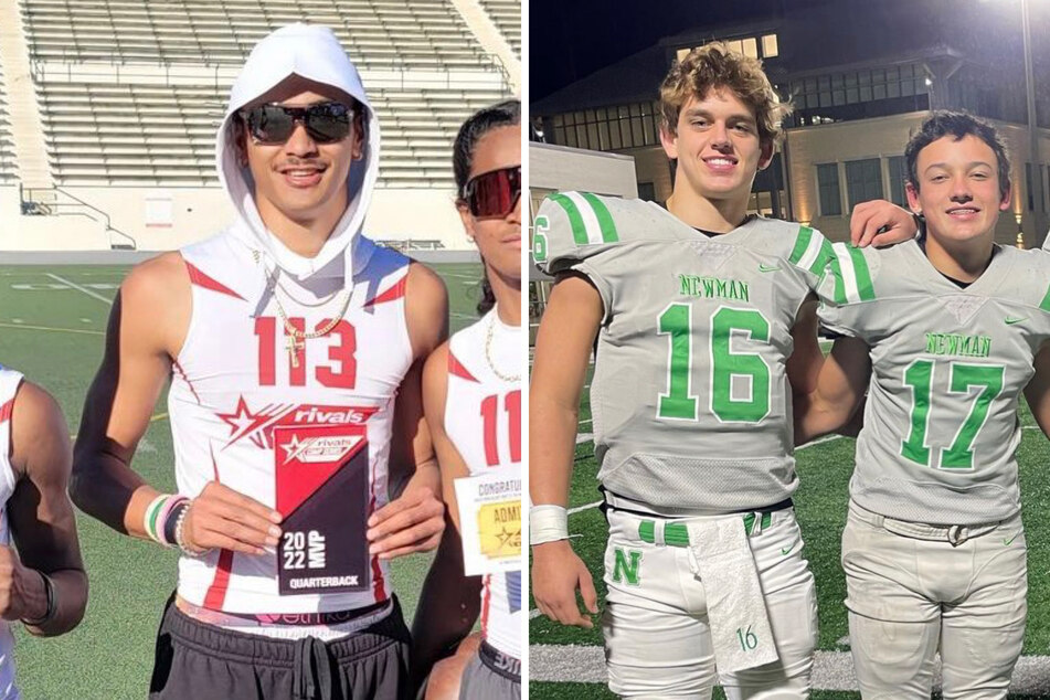 Nico Iamaleava (l) and Arch Manning (center r) are two freshmen quarterbacks to watch during their respective spring games.