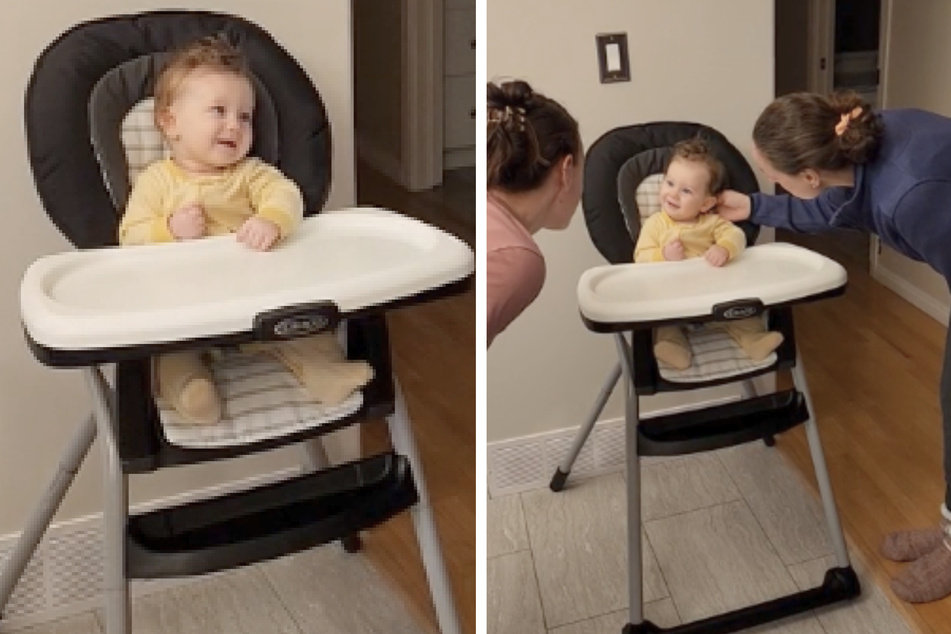 Baby sieht zum ersten Mal die eineiige Zwillingsschwester seiner Mama: Die Reaktion lässt Herzen schmelzen