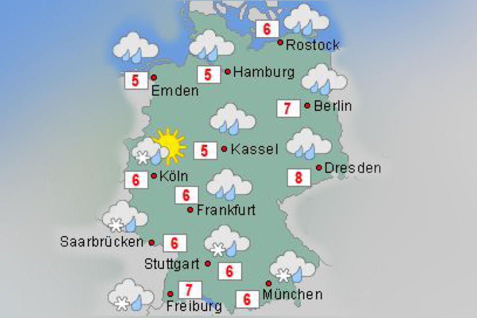 Der Dienstag zeigt sich fast im ganzen Bundesgebiet von seiner schmuddeligen Seite.