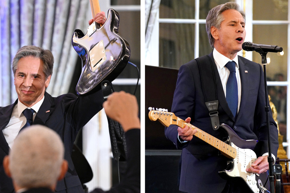Secretary of State Blinken rocks out with surprise electric guitar jam!