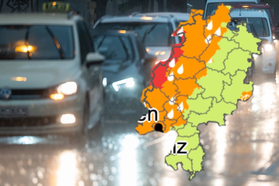 Insbesondere für den Westen und Nordwesten von Hessen wird ergiebiger Dauerregen erwartet, eine Unwetter-Warnung des Deutschen Wetterdienstes (Grafik) liegt vor.