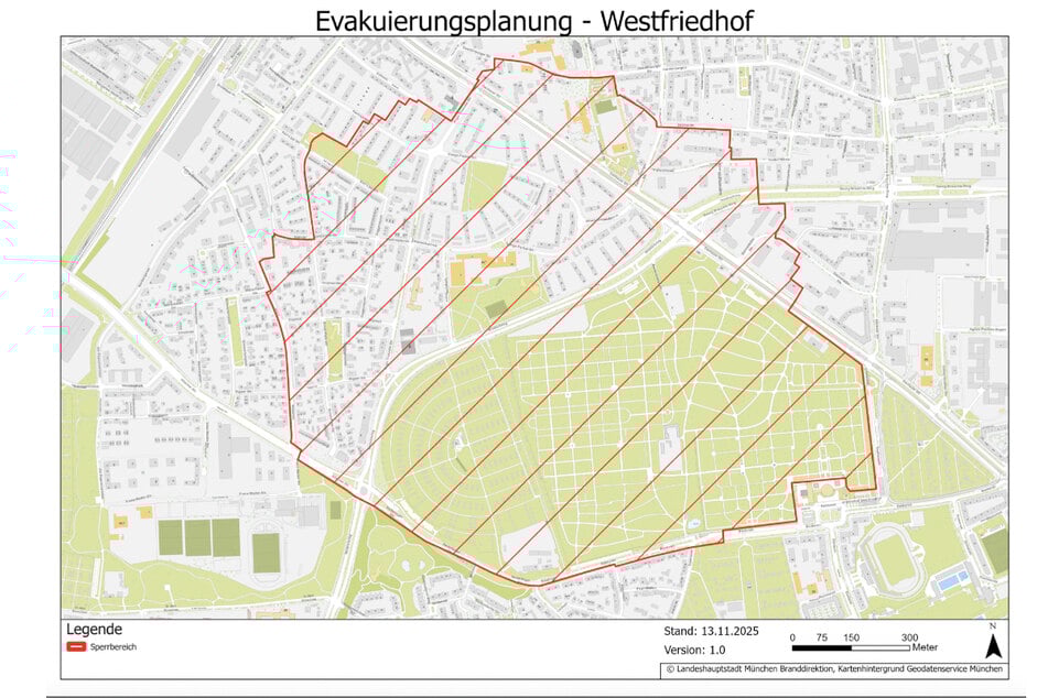 Eine Sperrzone wurde rund um den Fundort der Bombe eingerichtet.