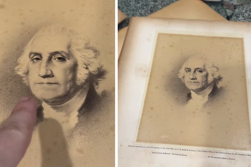 Unter einem anderen Bild tauchte dann plötzlich eine Lithografie von George Washington aus dem Jahr 1864 auf.