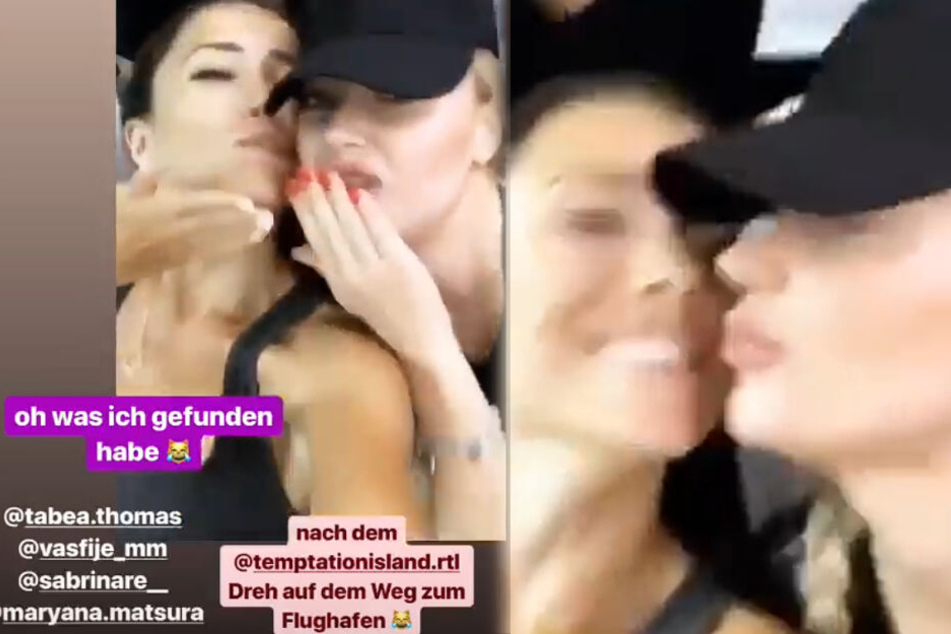 Was machen Anastasiya und Tabea auf diese Screenshots eines Instagram-Videos?