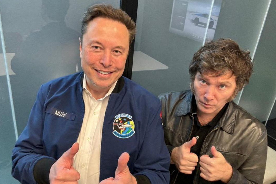 Elon Musk (l.) met with Argentina's far-right president Javier Milei at Tesla's gigafactory in Austin, Texas on Friday.