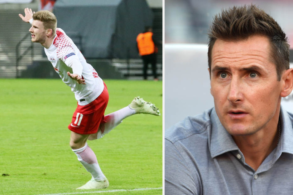 WM-Rekordtorschütze Miroslav Klose (39, r.) sagt über Timo Werner (22, l.), dass er "irgendwann" in die Weltspitze kommen kann.