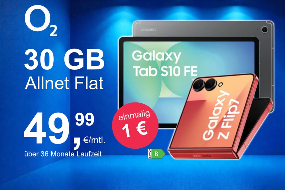 Das Samsung Galaxy Z Flip7 + Tab S10 FE im o2 Mobile M für einmalig 1 Euro.