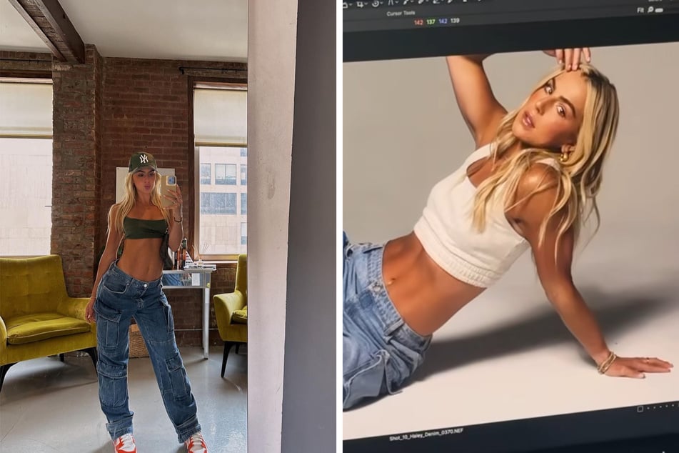 Haley Cavinder's newest Instagram pictures have fans going wild after she flaunted some gorgeous athleisure glam for Hustle Beauty.