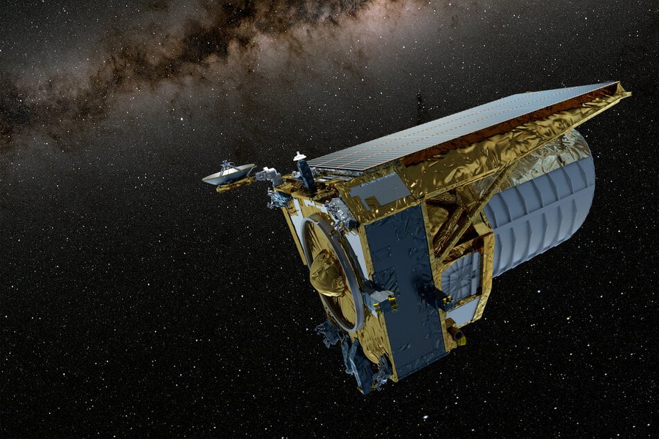 An artist's concept of the Euclid space telescope, which was launched by a SpaceX Falcon 9 rocket on Saturday.