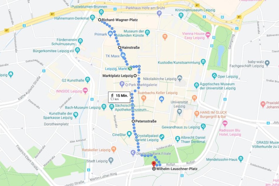 Der Demonstrationszug verläuft dieses Mal vom Richard-Wagner-Platz bis zum Wilhelm-Leuschner-Platz.