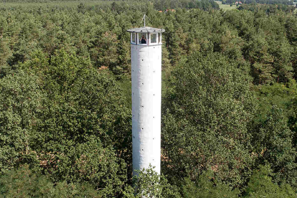 Er könnte bei dieser Hitze auch nackt Dienst schieben: Aus den Fenstern in 19 Metern Höhe sieht der Feuerwächter alles. Aber keiner kann ihn sehen.