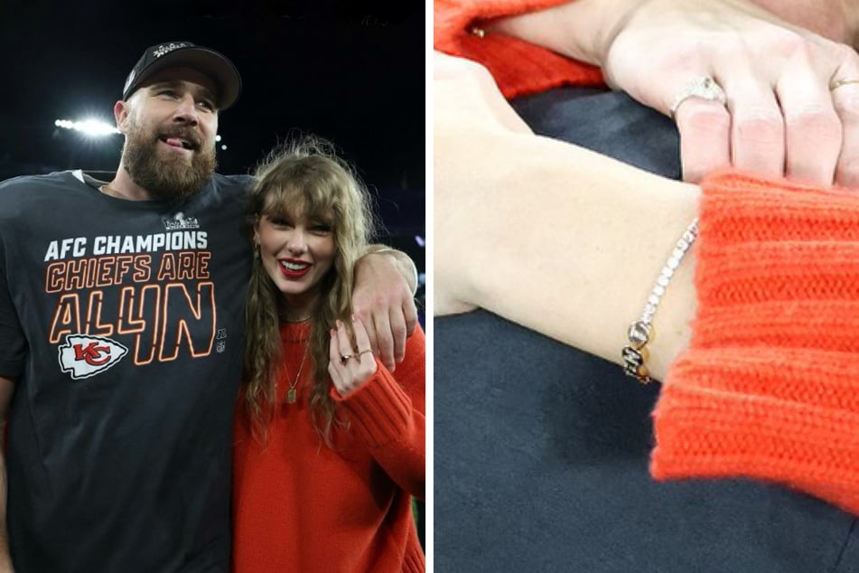 Looks like Travis Kelce finally got Taylor that friendship bracelet he promised!