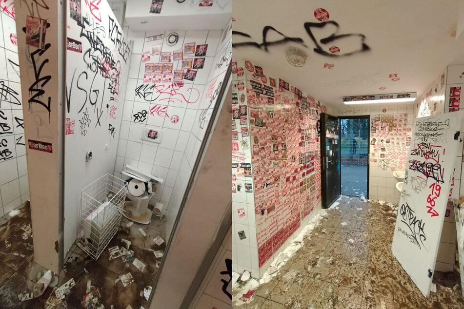 Ein Bild der Schande zeichnete sich nach Abpfiff in den Toiletten des Gästebereichs ab.