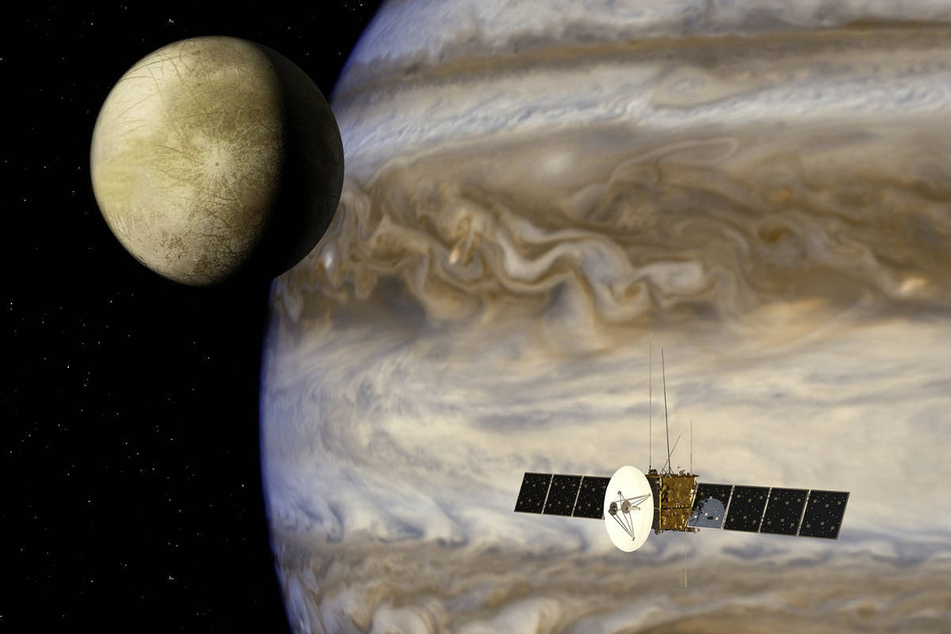 "Juice" soll sich schließlich dem Jupitermond "Ganymed" nähern, dort endet ihre Reise.