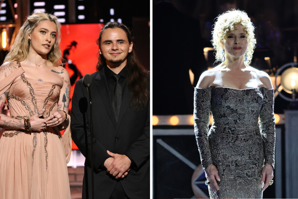 Paris and Prince Jackson (l.) honored their late father Michael Jackson, while Bernadette Peters (r.) paid tribute in song to the late Stephen Sondheim, who died in November.