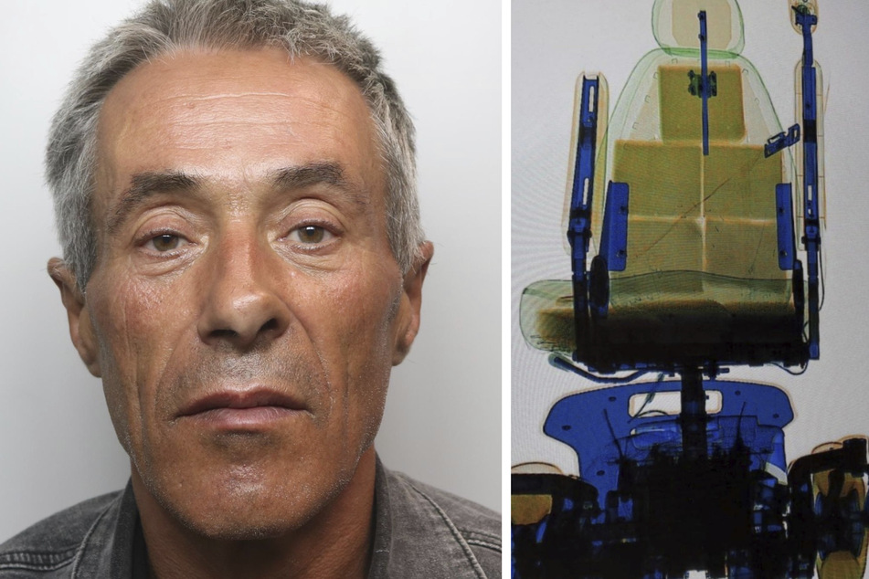 Die Grenzschutzbeamten nahmen Casimiro De Lemos Francisco (56) mit seinem Elektrorollstuhl genau unter die Lupe - und röntgten das Gerät gründlich.