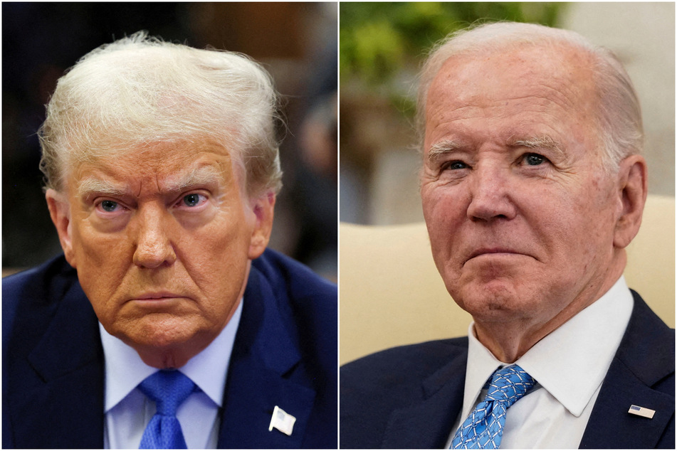 Republican presidential hopeful Donald Trump (l.) has said the on-campus Gaza solidarity protests are worse than the 2017 white nationalist rally in Charlottesville, Virginia, prompting a scathing response from President Joe Biden's reelection campaign.