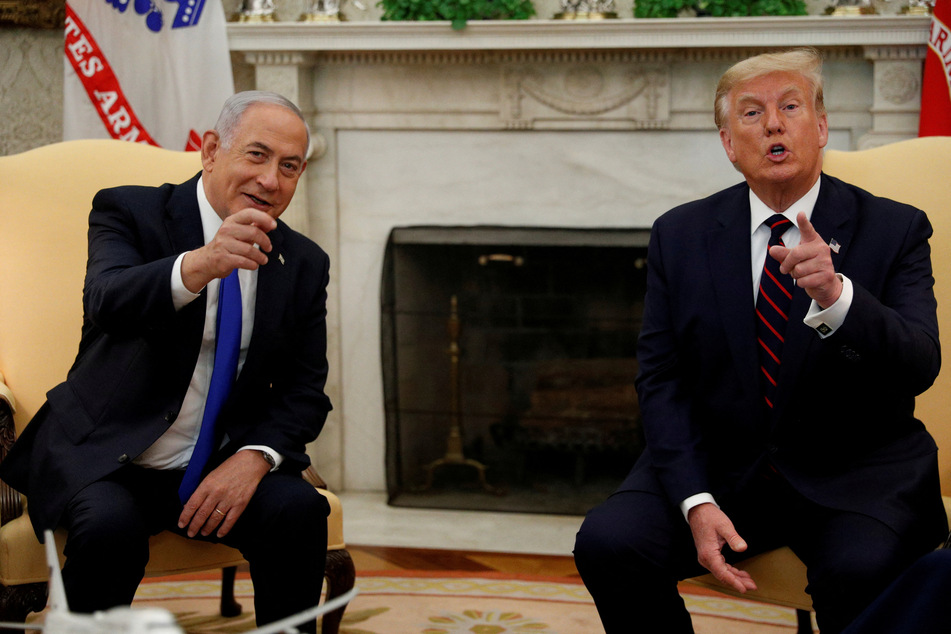 Protests are planned as Israeli Prime Minister Benjamin Netanyahu (l.) is due to meet with US President Donald Trump at the White House.