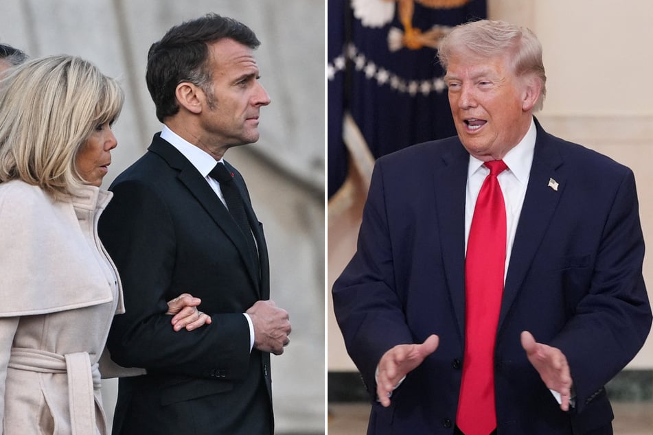 Trump mocks French president and first lady in White House "comedy" routine
