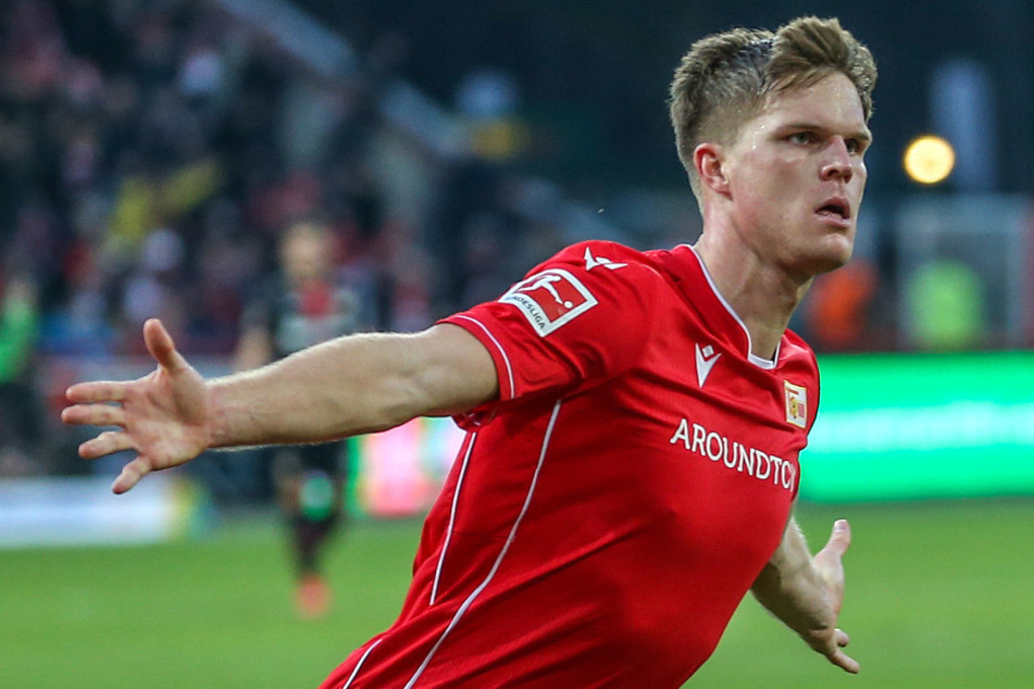 Unions Marius Bülter jubelt nach seinem 2:2 Ausgleichstreffer gegen Leverkusen.