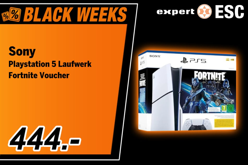 Die Sony PS5 mit Laufwerk im Fortnite Voucher für 444 Euro.