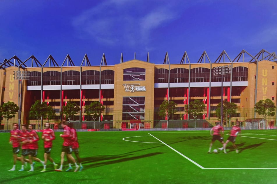 Direkt vor den Toren der Arena soll unter anderem ein neues Trainingsgelände entstehen. (Konzeptfoto)
