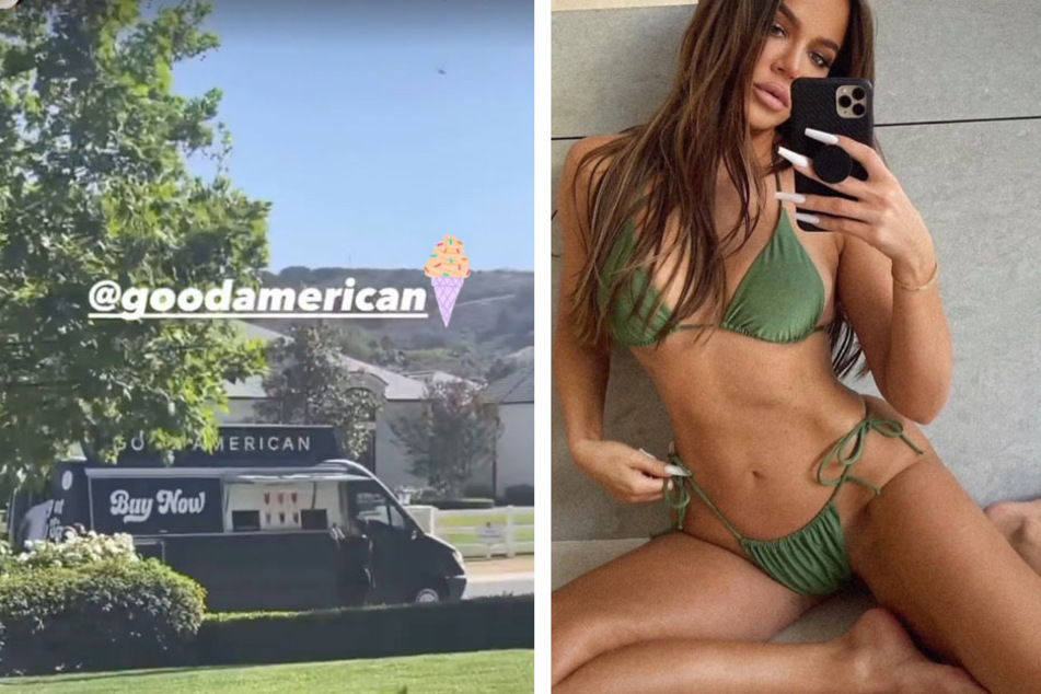 Khloé Kardashian used a converted ice cream truck to promote Good American's new swimsuit line, Good Swim.