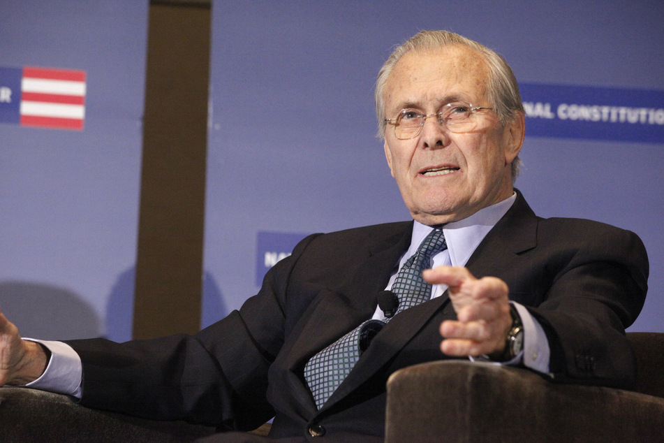 Donald Rumsfeld, pictured at the National Constitution Center in Philadelphia, on a tour in support of his book, Known and Unknown.