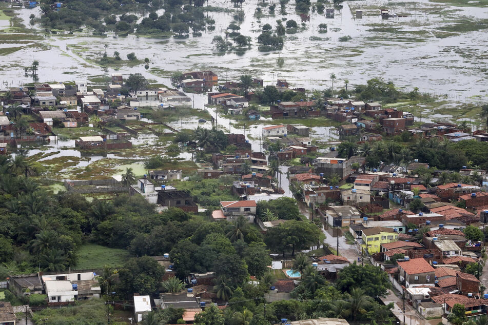 Ein überschwemmtes Gebiets nach heftigen Regenfällen im Bundesstaat Pernambuco.