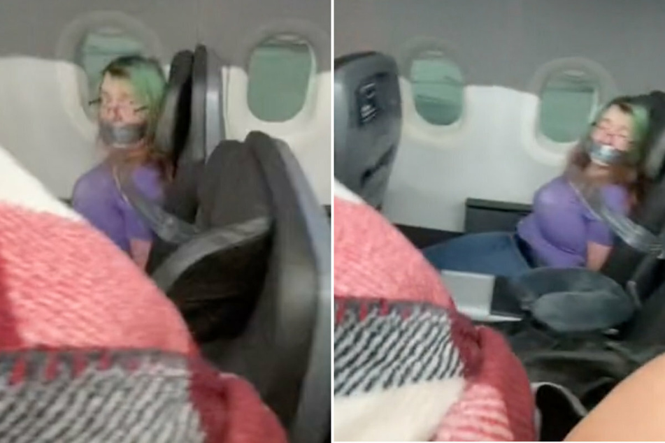 Virales Video: Frau während des Fluges mit Panzertape am Sitz befestigt