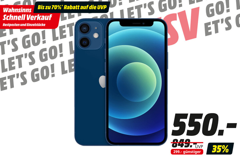 Apple iPhone 12 mini (256 GB) für 550 statt 849 Euro.