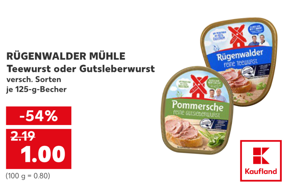 Teewurst oder Gutsleberwurst für 1 Euro