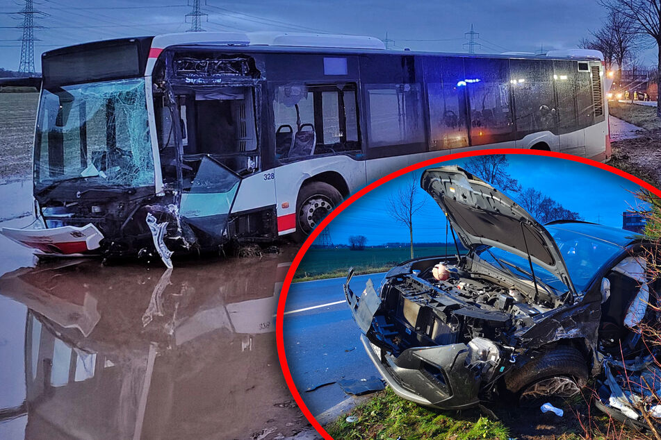 Bus stößt mit Autos zusammen, dann brettert er in den Gegenverkehr: Vier Verletzte!