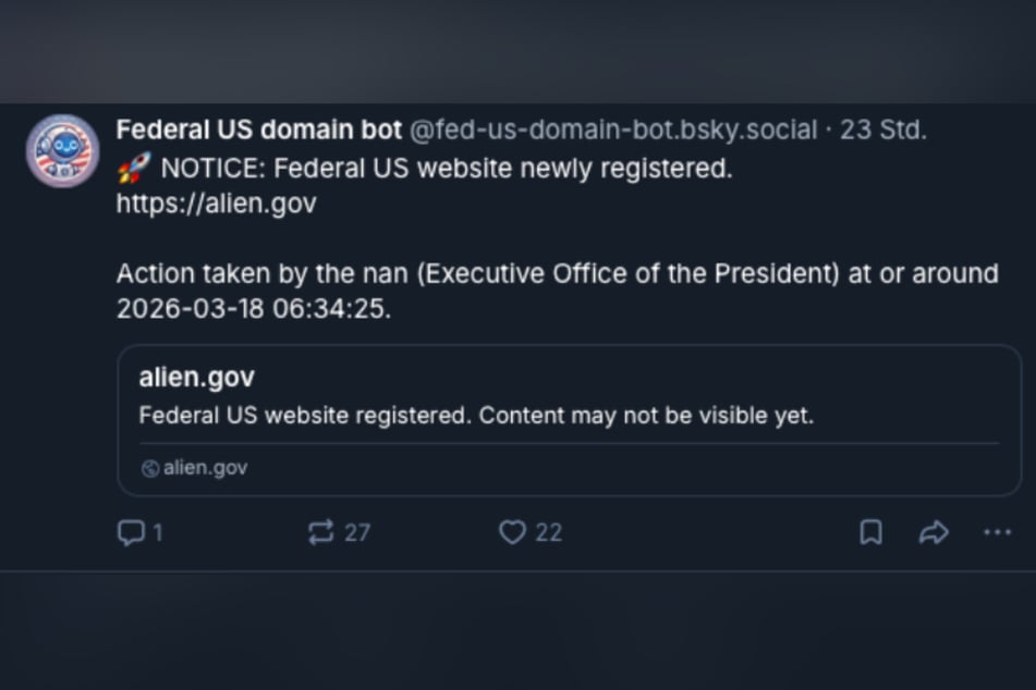 Die US-Regierung hat sich die Website "alien.gov" gesichert.