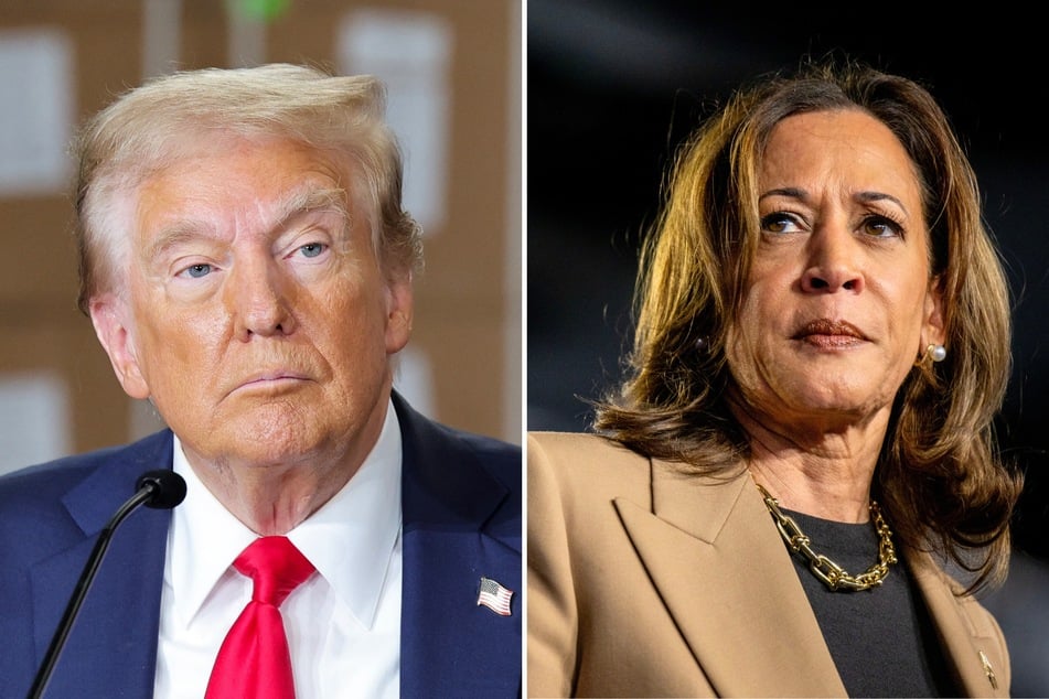 Kamala Harris' campaign issued a statement criticizing her rival Donald Trump (l.) for suggesting the military should be used against Americans on Election Day.