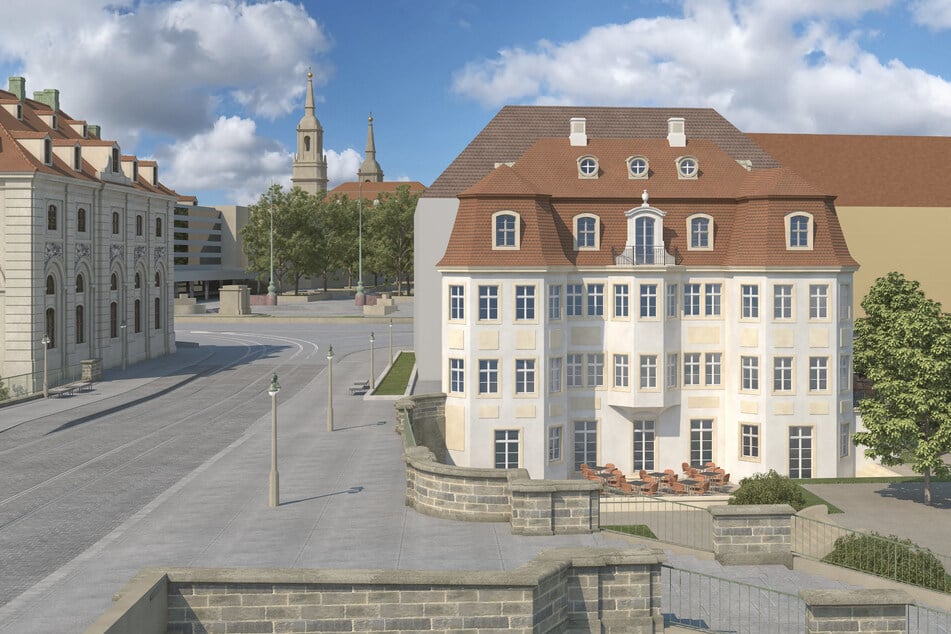Das barocke "Narrenhäusel" soll nach den Plänen von Architekt Martin Trux auf der Neustädter östlich der Augustusbrücke entstehen.