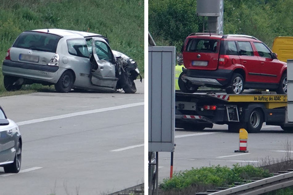 Der Renault Clio (links) und der Skoda Yeti wurden bei dem Unfall kräftig in Mitleidenschaft gezogen.