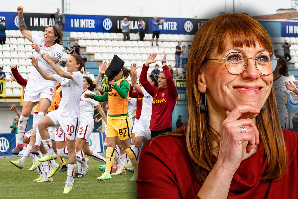 Na heu! Was macht denn Justizministerin Katja Meier bei den Fußballerinnen von AS Rom?