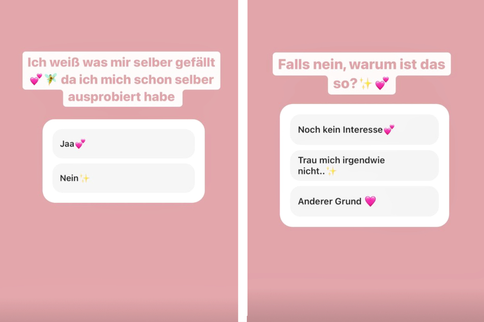 Die Montage zeigt zwei der insgesamt drei Fragen zum Thema "Selbstbefriedigung", welche Larissa Neumann (23) an ihrer weiblichen Instagram-Follower richtete.