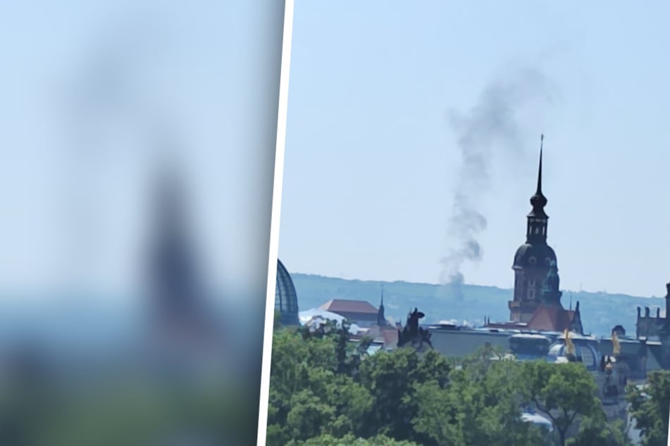 Die Rauchsäule war über Teilen Dresdens zu sehen.