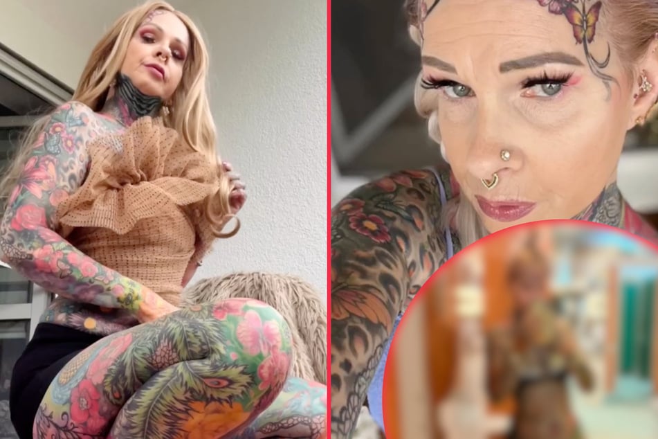 Tattoo-addicted granny shows off extreme ink in new bikini snaps