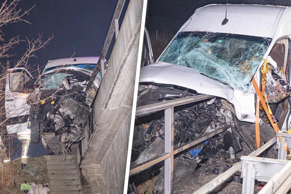 Unfall A4: Schwerer Unfall auf A4: Kleinbus kracht gegen Brückengeländer – neun Verletzte, zwei in Lebensgefahr