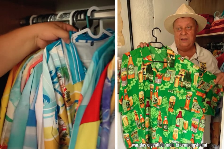 Ungefähr 25 Hawaii-Hemden hängen im Kleiderschrank des Kleingartensheriffs.