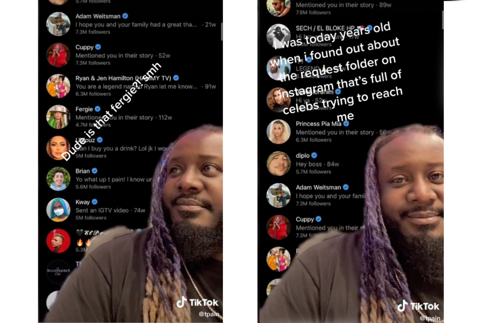 In the video, T-Pain shares his astonishment at learning there is a separate folder for message requests on Instagram, specifically for people who you're not already friends with.