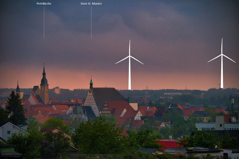 So stellen sich die Windkraft-Gegner den Freiberger Horizont künftig vor.