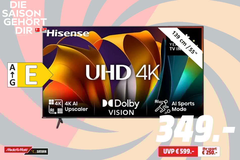 55-Zoll Hisense-Fernseher für 349 statt 599 Euro.