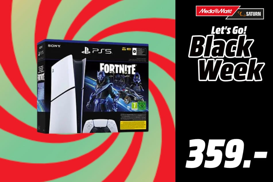 Sony PlayStation 5 Slim (inklusive Fortnite Cobalt Star) für 359 statt 449,99 Euro.