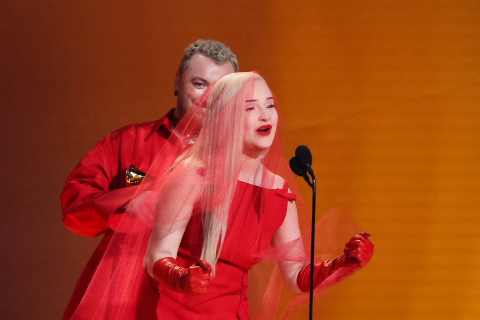 Kim Petras accepted her and Sam Smith's Grammy for Best Pop Duo/Group Performance.