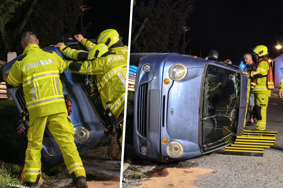 Vorfahrt genommen, dann hob er ab: Kleiner Flitzer an Kreuzung in Sachsen zerlegt